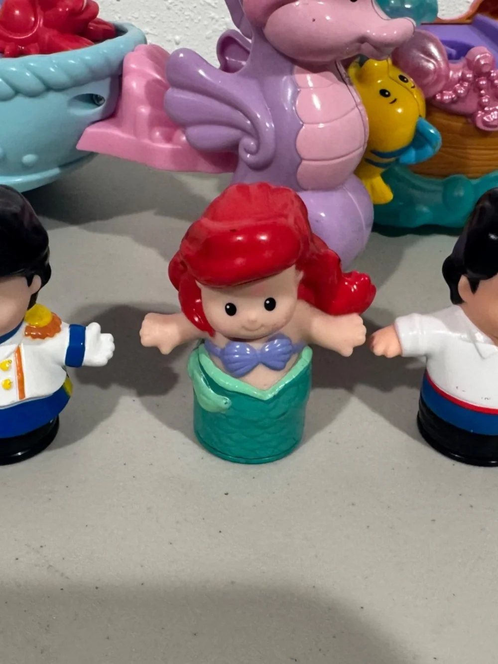 Fisher Price Disney Little People Little Mermaid Ariel Eric Carriage Boat LOT